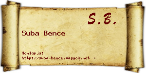 Suba Bence névjegykártya